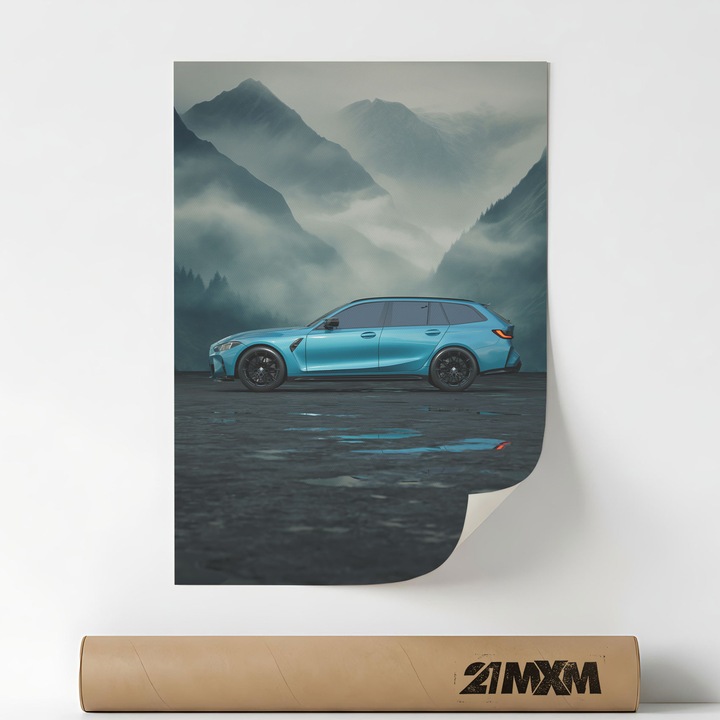 Плакат Auto Premium - M3 Touring 2025 08 – Минималистичен дизайн, A3 (29.7 x 42 см), Без рамка