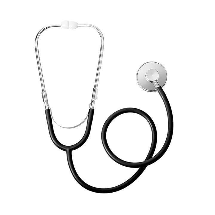 Stetoscop, cap dublu, 20x11x5 cm, inox, negru, utilizare adulti, pediatric