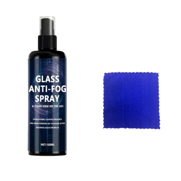 Spray anti-ceata pentru parbriz auto, 100ml, utilizare pe geamuri, ochelari si viziere de casca