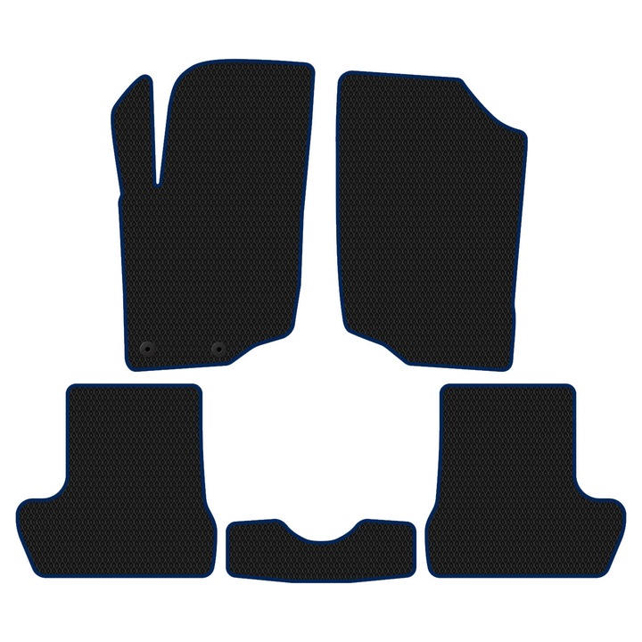 Set Covorase Auto dedicate Peugeot 207 I (2007–2009) Cabrio all seasons perfect compatibile, 5 piese, Albastru / Negru