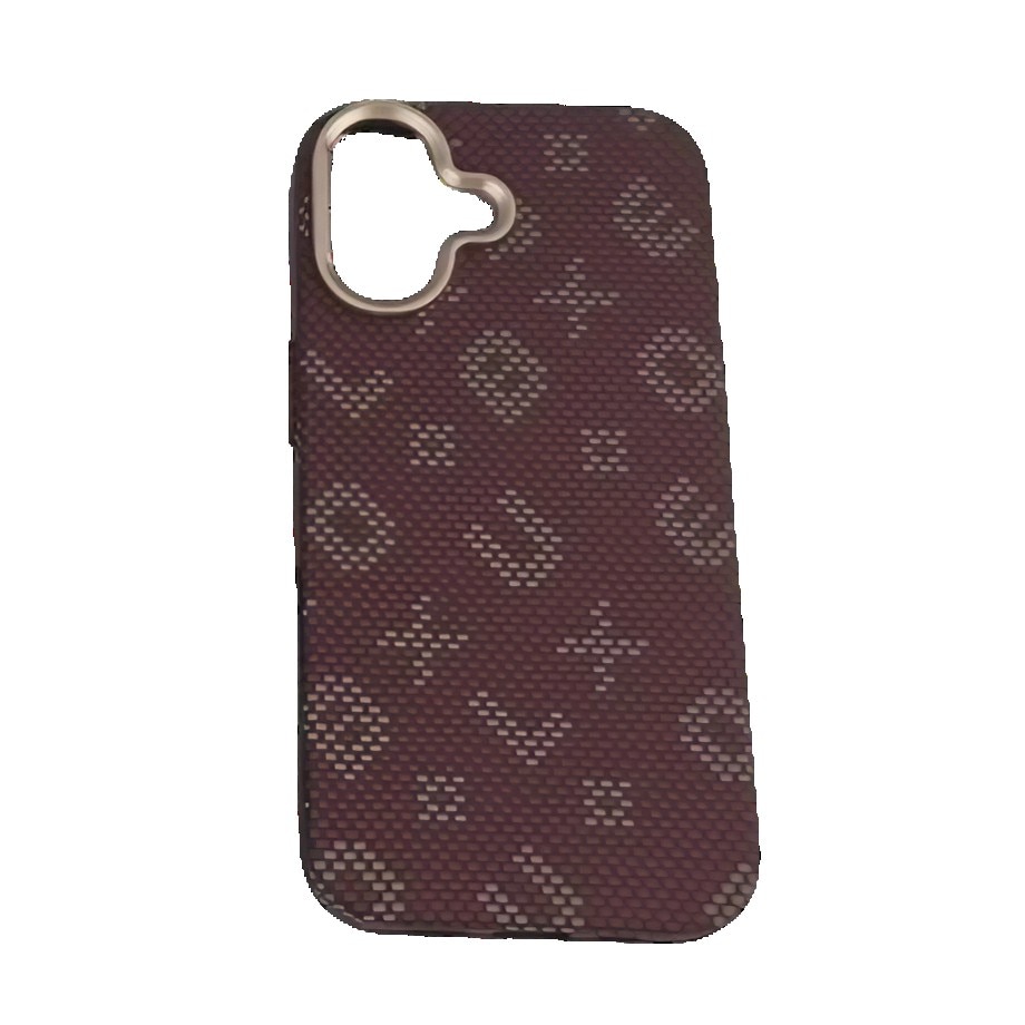 Carcasa Magnetica, Flippy, Compatibila Apple iPhone 17, din Fibra de Carbon, Litere Fosforescente, Maro