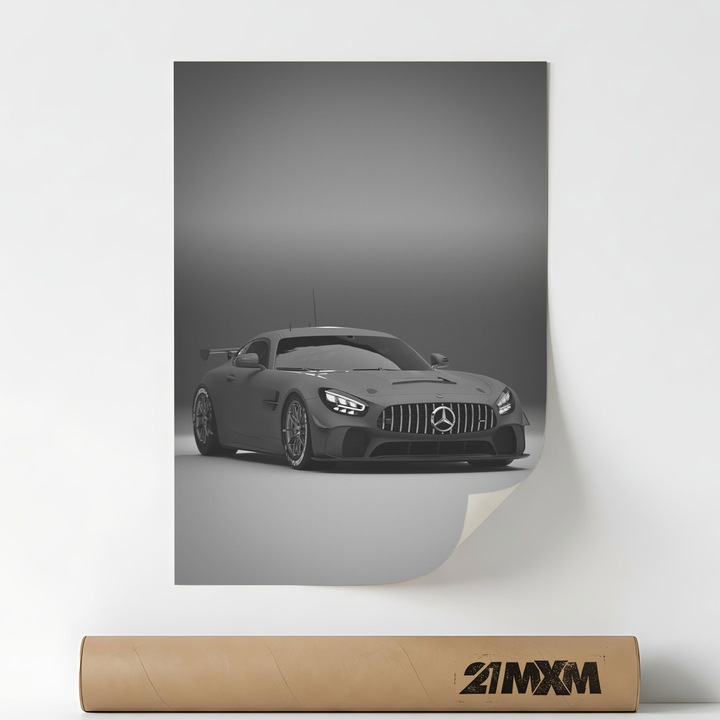 Постер Auto Premium - AMG GT4 2020 04 – Минималистичен дизайн, A3 (29.7 x 42 cm), Без рамка