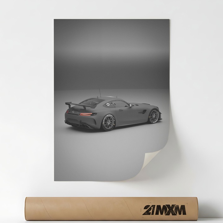 Плакат Auto Premium - AMG GT4 2020 08 – Минималистичен дизайн, A3 (29.7 x 42 см), Без рамка