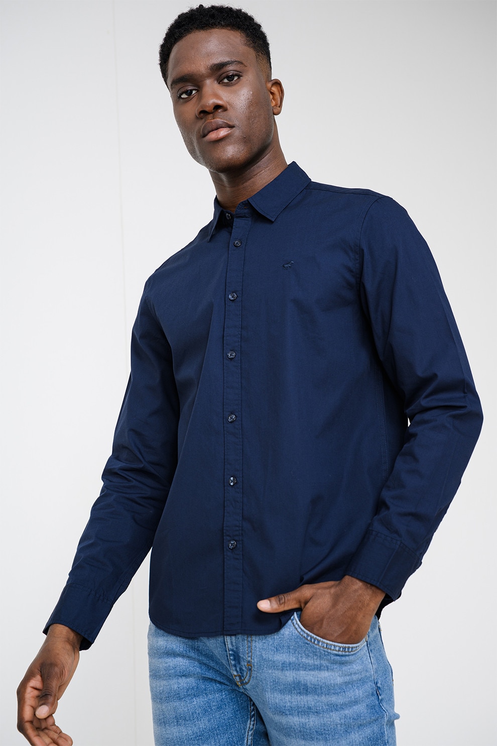 Mustang,Camasa slim fit de bumbac Canton, Bleumarin, L