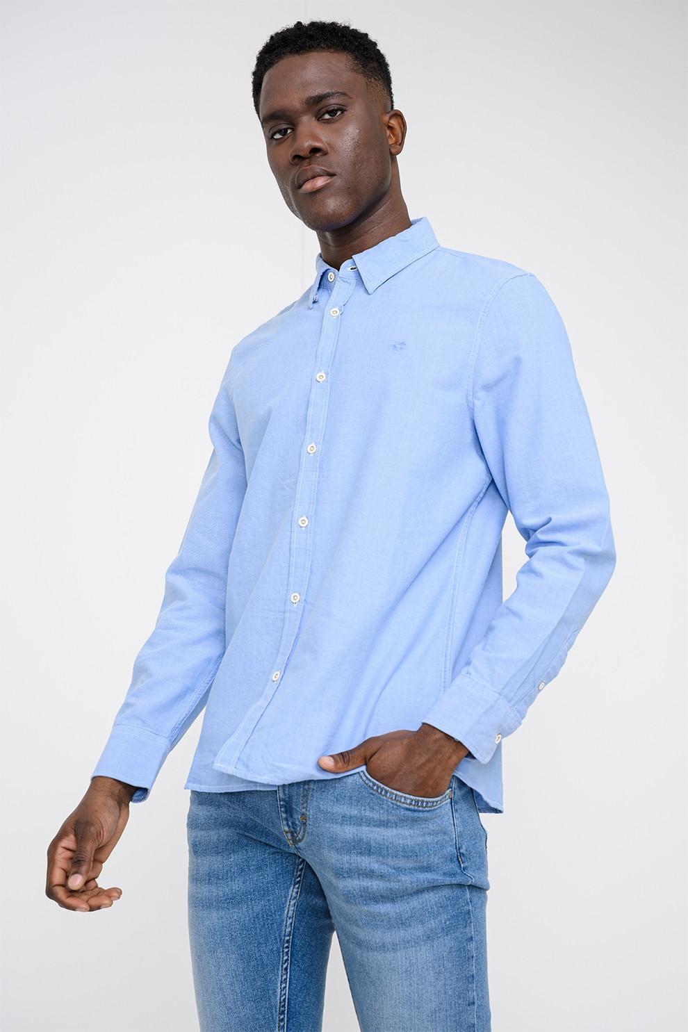 Mustang, Camasa de bumbac Edinburg, Albastru deschis, L