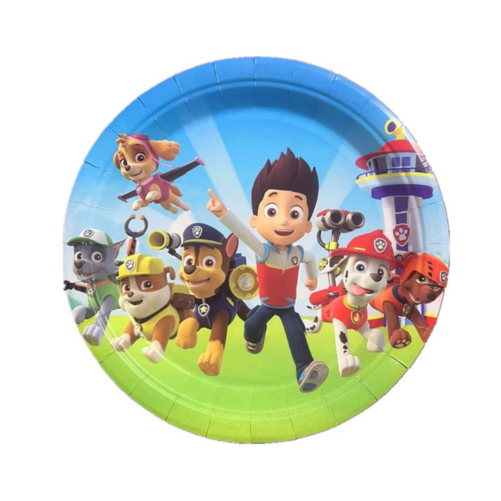 Set 10 farfurii carton, unica folosinta, Ø 18cm, Paw Patrol, Petrecere Copii