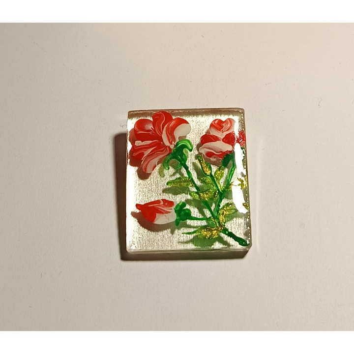 Brosa pictata manual pe sticla si rasina