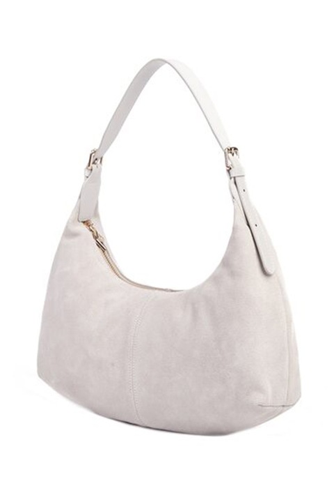 C'iel, Чанта от велурена кожа с регулируема презрамка за рамо, Светло сив, 21.5x31x8