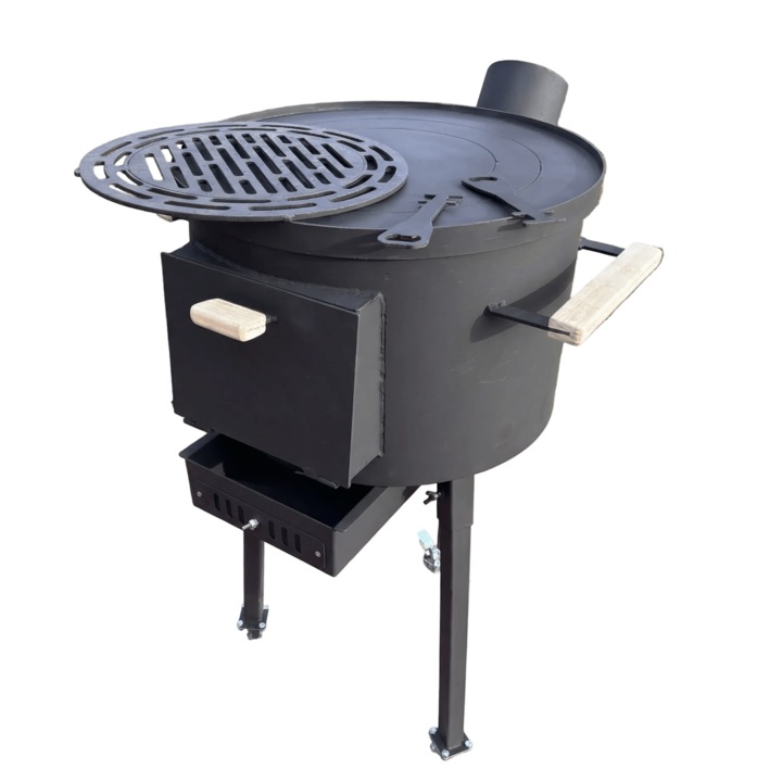 Soba pe lemne, 4 in 1, Plita Godin, Gratar Gradina, Ceaun, Disc