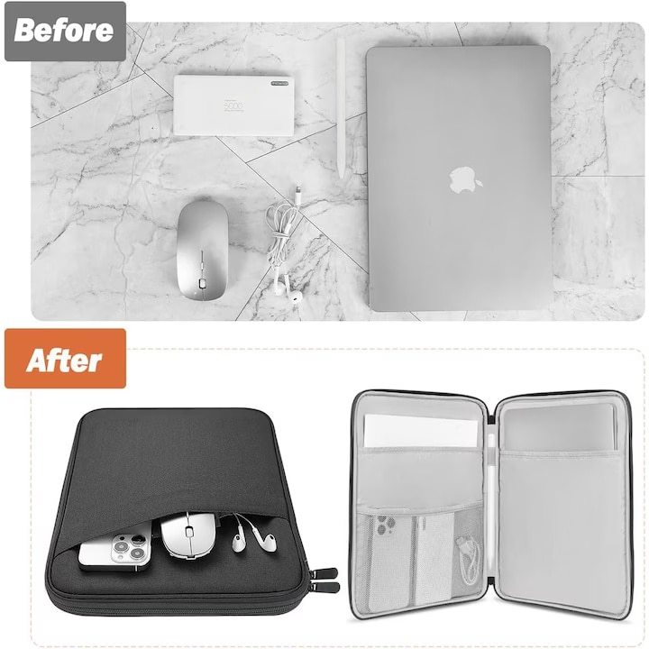 Husa de protectie geanta de transport, Anti-coliziune-zgaria, pentru tableta 10.2″, compatibila iPad 10.2″, Mate Pad 10.4/11″, Mate Pad Pro 10.8″, Surface go/2/3 10.5, 30 x 23x 3 cm, Negru