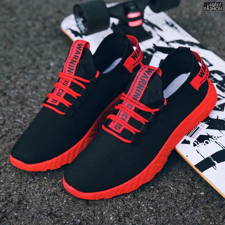 Pantofi sport "superfashion htms-47 black red"