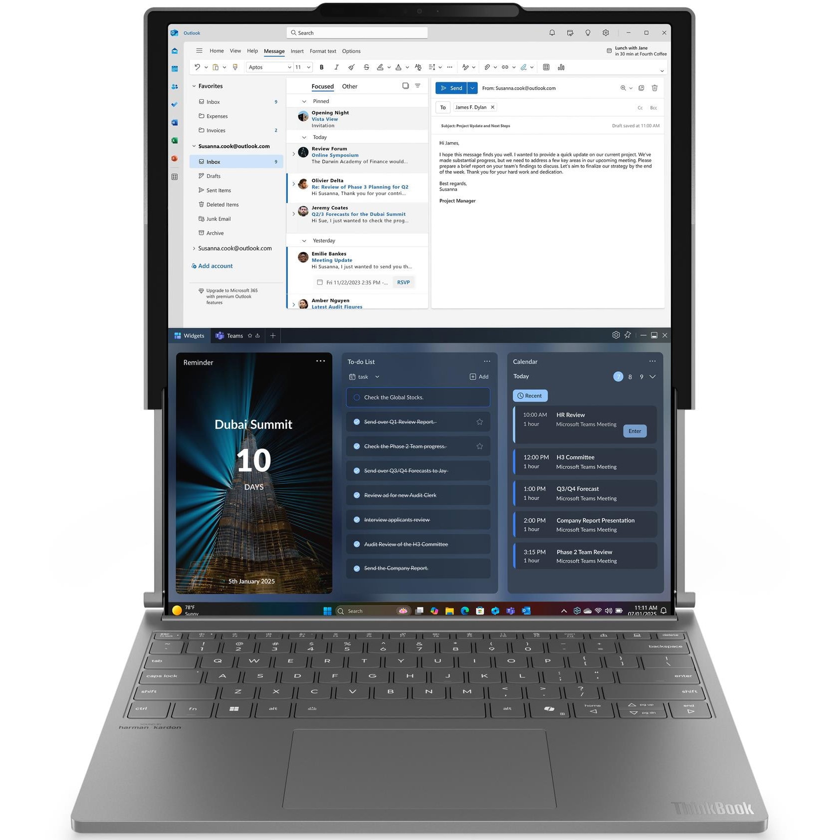 Laptop Lenovo ThinkBook Plus G6 Rollable cu procesor Intel® Core Ultra 7 258V pana la 4.8GHz, Roll In: 14" (2000x1600) / Roll Out: 16.7", (2000x2350), POLED, 120Hz, 32GB LPDDR5x RAM, 1TB SSD, Intel® Arc™ Graphics 140V, Windows® 11 Pro, Luna Grey