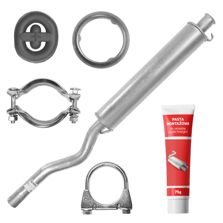 Toba de evacuare central Audi 80, Ferroz, 1.6-2.0-1.9, set cu elemente de montaj, rezistent la coroziune, 75g pasta montaj