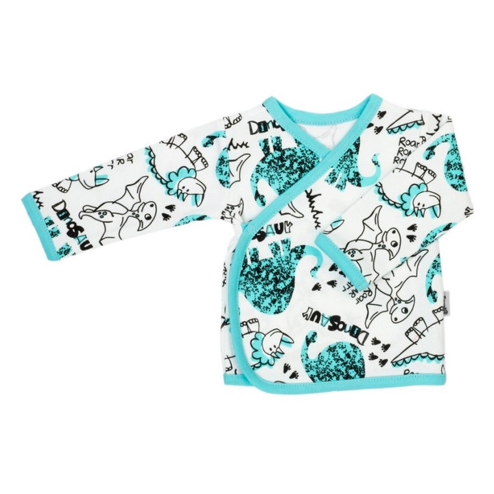 Gyermek póló, NICOL, hosszú ujjú, dinoszaurusz mintás, fehér, 68 CM