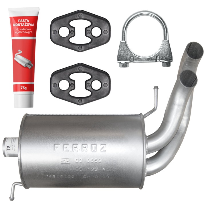 Toba final cu elemente de montaj Ferroz pentru Volkswagen Sharan 1 I 1.9 TDI 2.0 TDI, 1998-2010, inclusiv pasta de montaj 75g