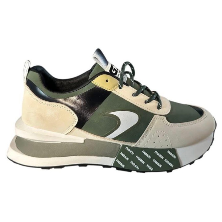 Női sportcipő, hadsereg zöld, ökobőr, GREEN