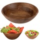 Bol mare pentru Salata si Fructe din lemn natural HASEPE, ideal pentru salata de fructe,, Design rustic, Decor Elegant, Multifunctional, Capacitate 3.5L, Culoare inchisa, 29X10,5 cm