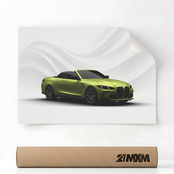 Постер Auto Premium - 1737 M4 2025 G83 Yellow Front – Минималистичен дизайн, A3 (29.7 x 42 см), Без рамка