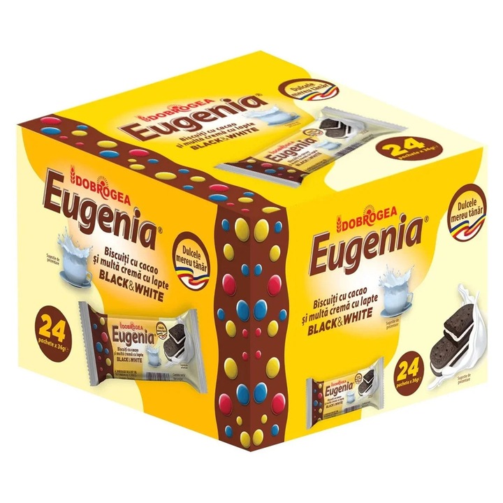 Eugenia fekete-fehér keksz 24 x 36 g, 864 g