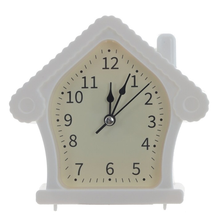 Házikó alakú gyermek ébresztőóra macaron mintával többféle színben Torch - Fehér