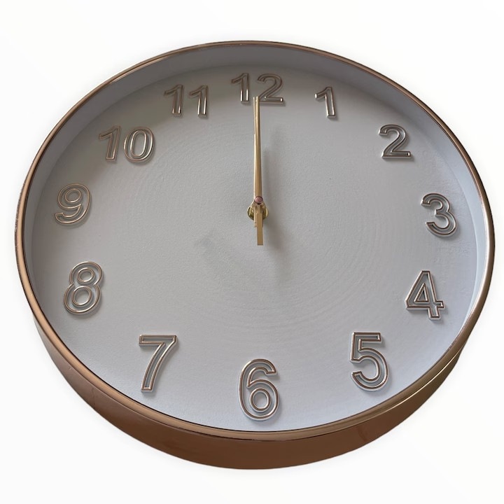 Rosegold keretes elegáns kerek analóg falióra betűs számjegyekkel 30 cm Torch