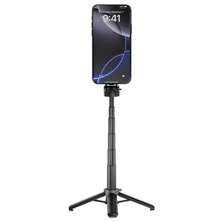 Xo ss25 szelfibot, univerzális, 360°, állítható, bluetooth távkioldó, 40cm, mágneses, fekete