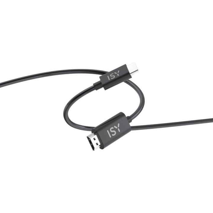 Cablu USB-C - HDMI ISY, 3m, 4K, transfer 21.6 Gbps, negru