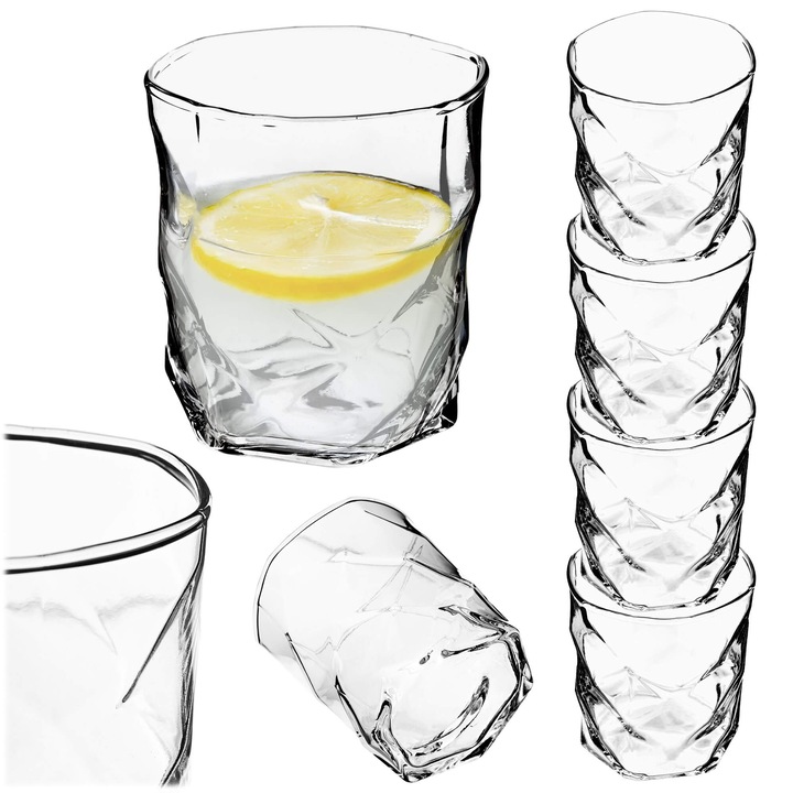 Set pahare KADAX, 6 bucati, 310ml, 440ml, 320ml, transparent