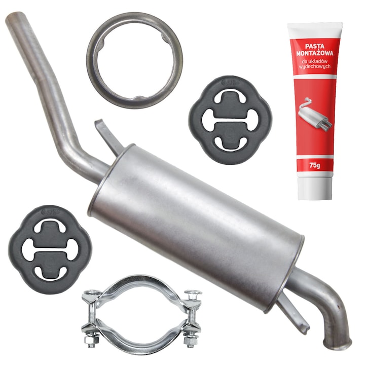 Toba de esapament centrala, Ferroz set cu elemente de montaj pentru Audi 200 C3 2.2, 08.1983 - 09.1991, rezistent la coroziune, cu pasta de montaj