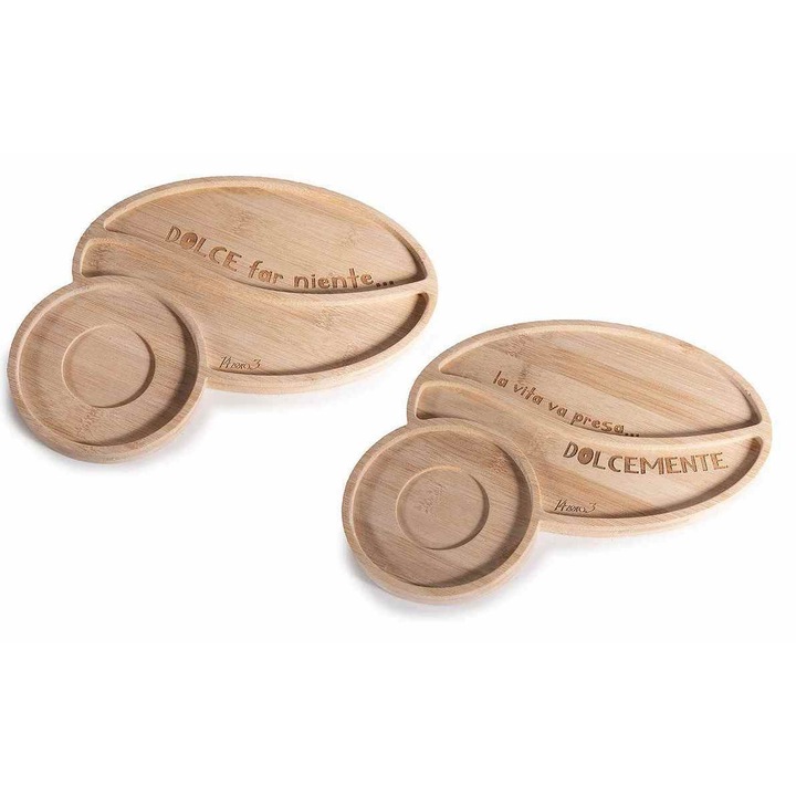 Set 2 platouri servire lemn cm 28 x 22 H