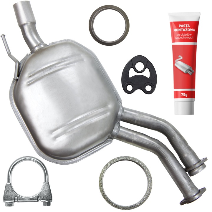 Toba intermediara, Ferroz set cu elemente montaj pentru Mercedes 280 300 320 W124 2.8x3.0x3.2, 12.1984-06.1995, cu pasta montaj