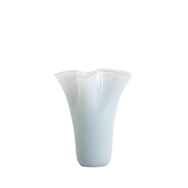 VEYORA kék üvegváza hullámokkal, 20x20x20 cm