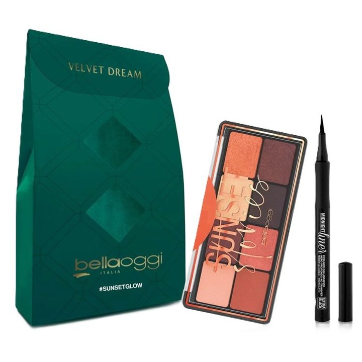 Paleta farduri ochi, Eyeliner, Bellaoggi Velvet Dreams Set Sunset Glow