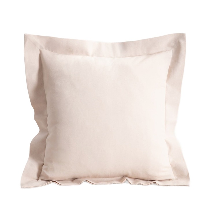 Poszewka pentru perna DURGA, bumbac, bej, 45x45cm, cu decoratiune