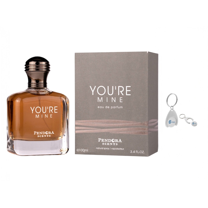 Set Apa de Parfum You're Mine, Pendora Scents, Barbati, 100ml cu Breloc Personalizat "PMD"