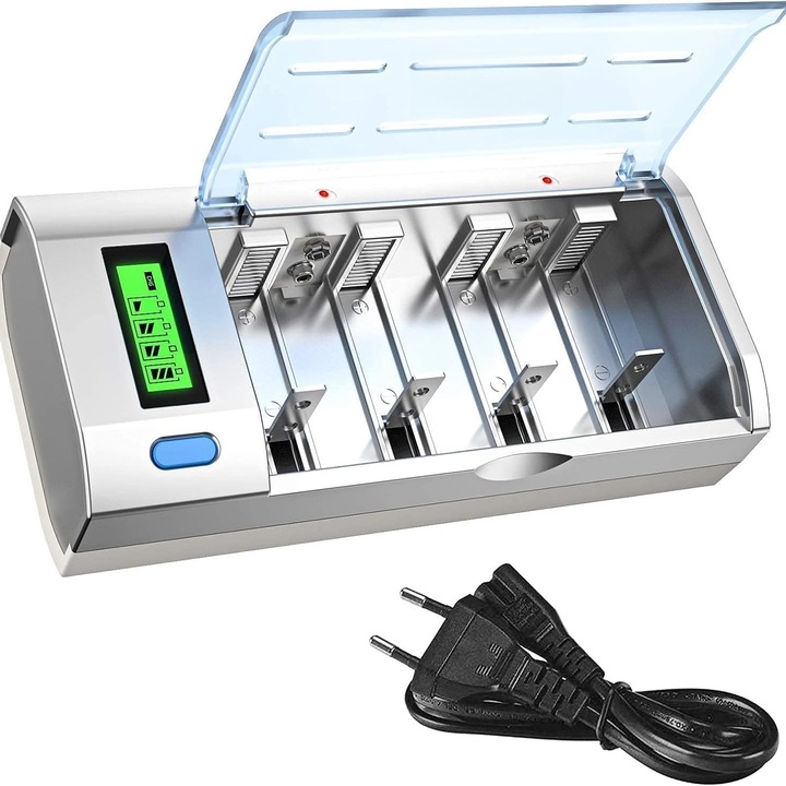 Univerzális töltő, LCD kijelző, NI-MH/NI-CD AA/AAA/SC/C/D akkumulátorokhoz alkalmas