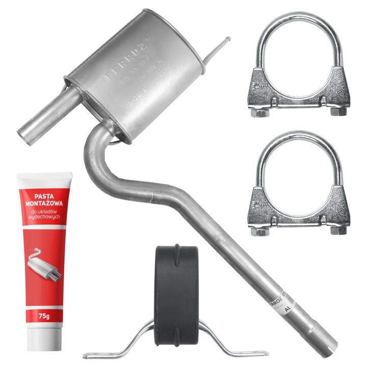 Toba intermediara , centrala, Ferroz set montaj pentru Audi A4 B5 1.9 TDI, 01.1994 - 12.2001, elemente de montaj incluse, 75g pasta montaj.