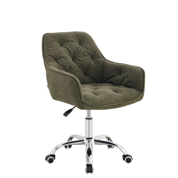 Въртящ се фотьойл FUSSY, зелен, 57x61x80-90 см, с регулиране на височината, мека тапицерия