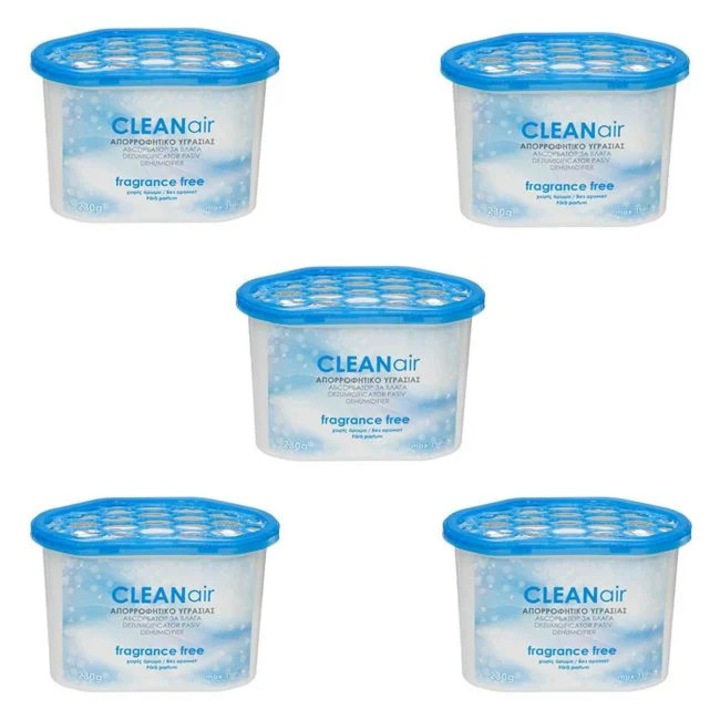 Абсорбатор за влага, контейнер без аромат, пластмаса, 5х230 г, неутрален