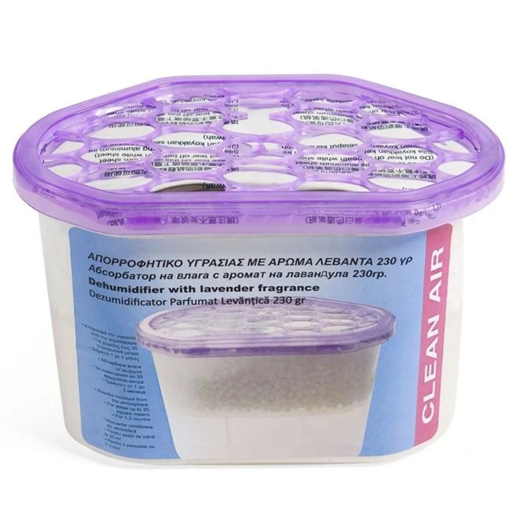Влагоабсорбатор, контейнер с лавандулов аромат, пластмаса, 230 г, светлолилав