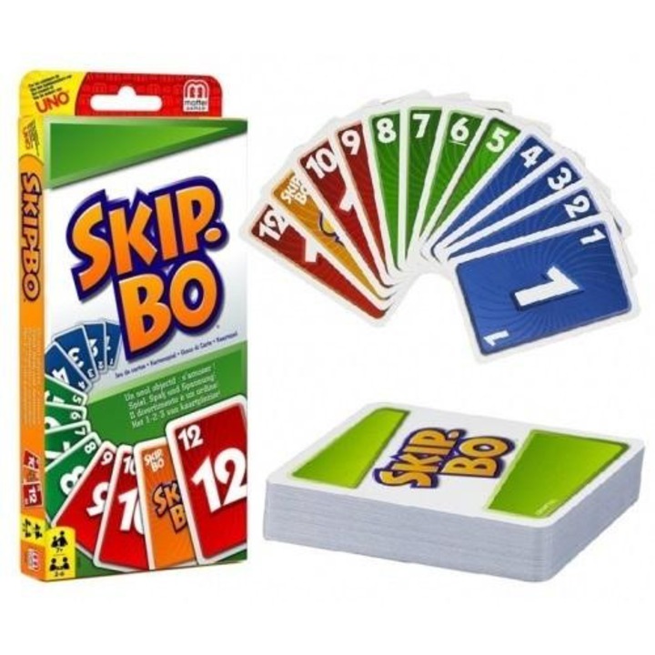 Joc de societate Skip-Bo, Mattel, 2-4 jucatori, strategii, multicolor