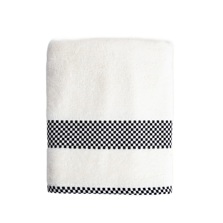 TIVA törölköző fekete kockákkal 70x130 cm