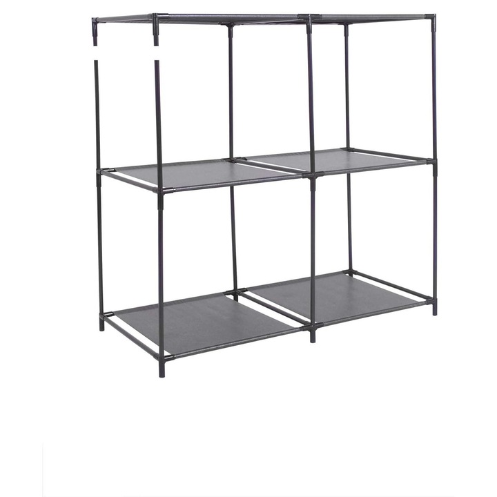 Рафт за съхранение с 4 отделения 68.5x34.5x70 см, мултифункционален, черен