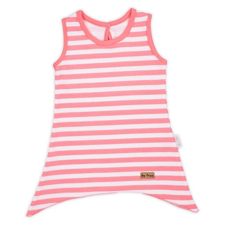 Nicol bébi ruha, korall csíkos, Fehér