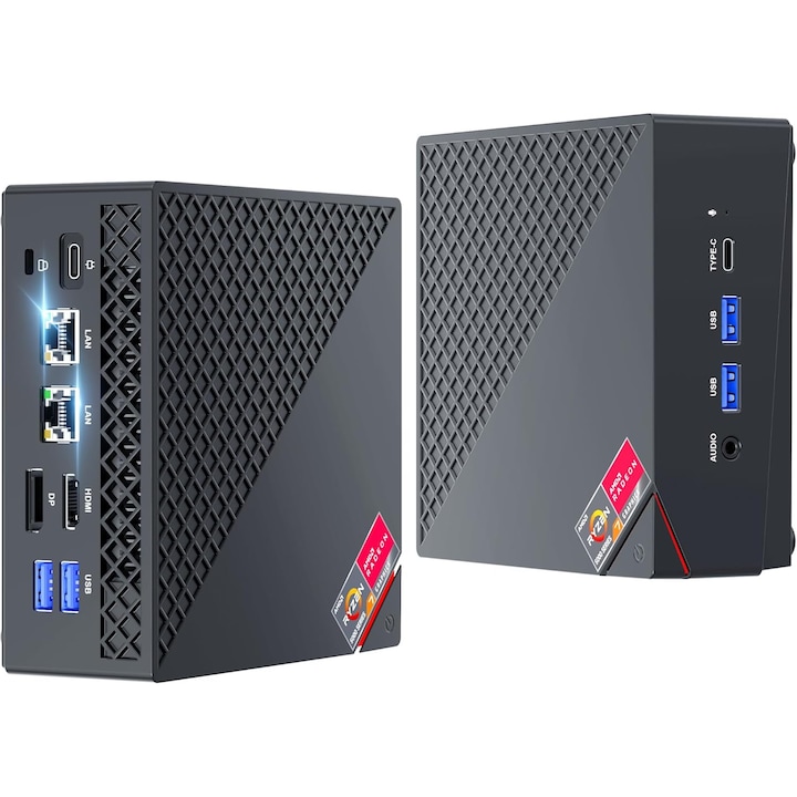 NiPoGi AM06PRO Mini PC AMD Ryzen 7 7730U Win 11 Pro (8C/16T, pana la 4.5GHz), 32GB (2*16GB) DDR4 512GB M.2 SSD Mini Computer, Ecran 4K Triplu DP+HDMI+Type-C, WiFi 6/BT5.2/Dual LAN Micro PC pentru Scoala/Birou