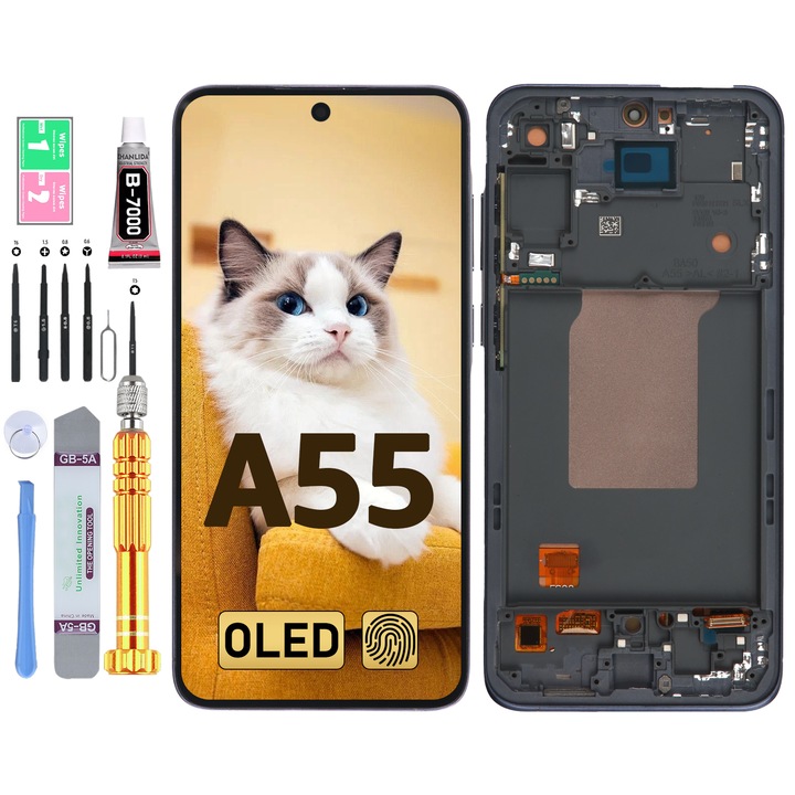 Дисплей OLED За Samsung A55 5G, Съвместим С A556, Черен, Yodoit