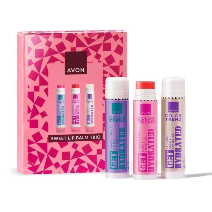 Set 3 balsamuri de buze Sweet Lip Balm Trio, Avon, 3 x 4g