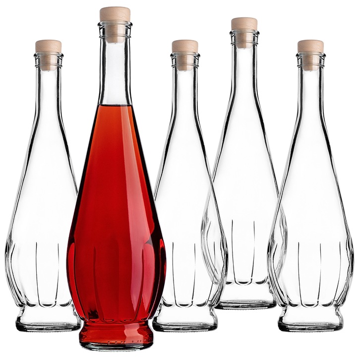 Sticla pentru bauturi KADAX, 750ml, set de 5, transparent, 30x10cm