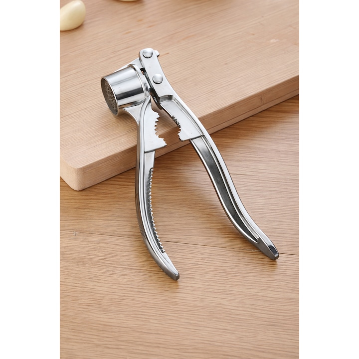 Kézi prés 3 az 1-ben fokhagyma és gyömbér préshez, citromfacsaró, ellenálló zúzó, kompakt kialakítás, ergonomikus fogantyú, könnyen tisztítható, ezüst, vadrami