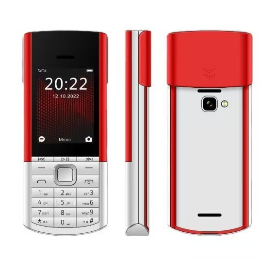 Telefon mobil Aurora S5710, dual SIM, 2G, roșu/alb, cu căști wireless integrată, 32GB, 48MB RAM